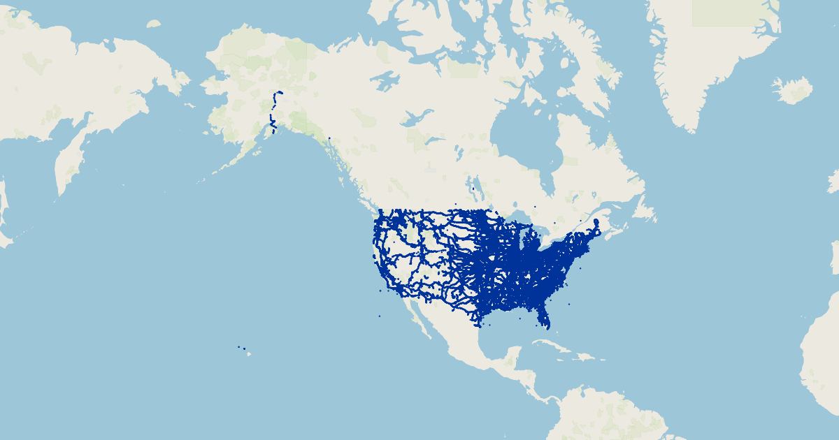 Fra Crossing Inventory Map Us Railroad Crossings - United States Of America | Gis Map Data | Us Bureau  Of Transportation Statistics (Bts) | Koordinates